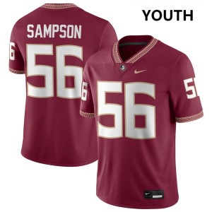 #56 KJ Sampson FSU Seminoles Garnet Youth Jersey Game College Football 598348-479