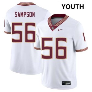 #56 KJ Sampson Florida State Seminoles White Youth Jersey Player College Football 417121-710