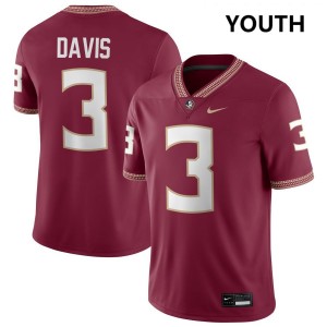 #3 Kam Davis Florida State Seminoles Garnet Youth Jerseys High School College Football 387666-346
