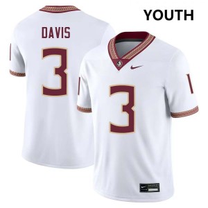 #3 Kam Davis Seminoles White Youth Jerseys Official College Football 156875-279