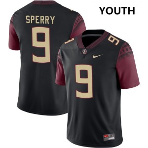 #9 Kevin Sperry Florida State Black Youth Jerseys Embroidery College Football 214985-565