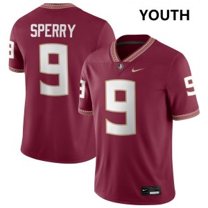 #9 Kevin Sperry FSU Garnet Youth Jerseys Stitched College Football 688113-932