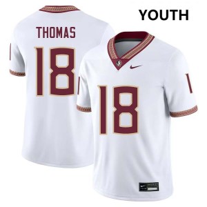 #18 Landen Thomas FSU Seminoles White Youth Jerseys Alumni College Football 888819-703