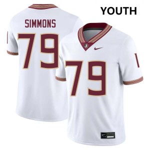 #79 Lucas Simmons Noles White Youth Jerseys NCAA College Football 851320-406