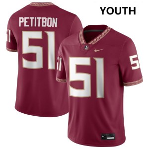 #51 Luke Petitbon Noles Garnet Youth Jerseys Game College Football 117848-820