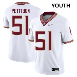 #51 Luke Petitbon Florida State Seminoles White Youth Jerseys University College Football 663518-949