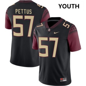 #57 Micah Pettus Seminoles Black Youth Jersey Player College Football 574121-837