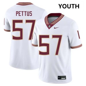#57 Micah Pettus Seminoles White Youth Jerseys Embroidery College Football 913145-758