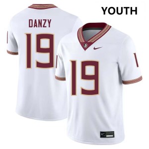#19 Micahi Danzy Florida State White Youth Jersey Replica College Football 218844-296
