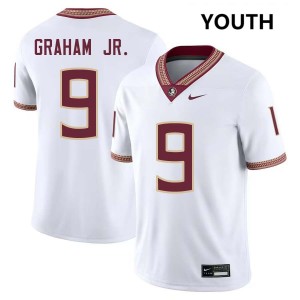 #9 Omar Graham Jr. Seminoles White Youth Jerseys University College Football 997912-150