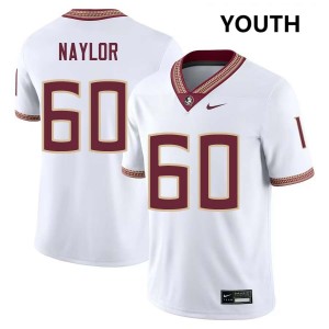#60 Peyton Naylor Florida State White Youth Jersey Replica College Football 423014-328