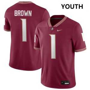#1 Shyheim Brown Noles Garnet Youth Jersey Official College Football 595150-581